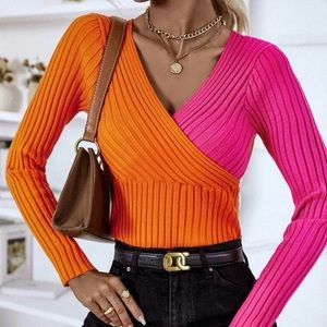 NWOT Bright, fun V neck sweater